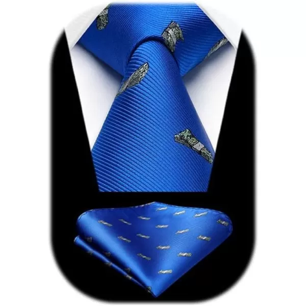 HISDERN Ties for Men Classic Fun Mens Ties Handkerchief Business Animal Tie Necktie Pocket Square Set
