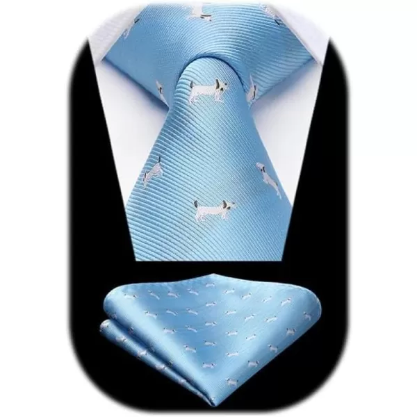 HISDERN Ties for Men Classic Fun Mens Ties Handkerchief Business Animal Tie Necktie Pocket Square Set