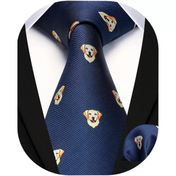 HISDERN Ties for Men Classic Fun Mens Ties Handkerchief Business Animal Tie Necktie Pocket Square Set
