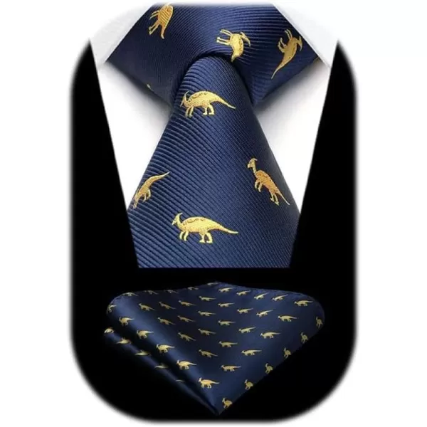 HISDERN Ties for Men Classic Fun Mens Ties Handkerchief Business Animal Tie Necktie Pocket Square Set