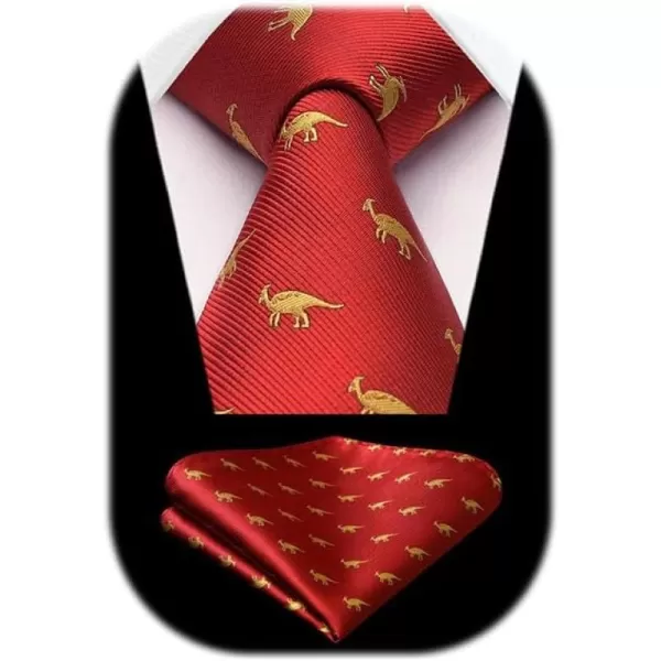 HISDERN Ties for Men Classic Fun Mens Ties Handkerchief Business Animal Tie Necktie Pocket Square Set