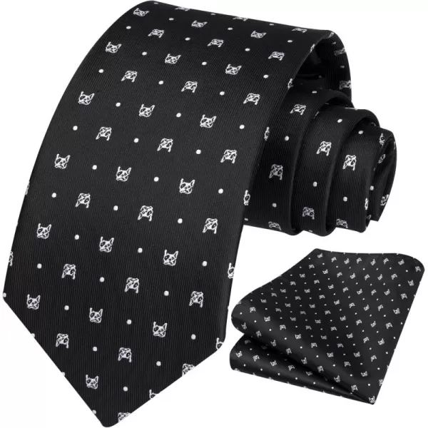 HISDERN Ties for Men Classic Fun Mens Ties Handkerchief Business Animal Tie Necktie Pocket Square Set