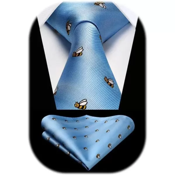 HISDERN Ties for Men Classic Fun Mens Ties Handkerchief Business Animal Tie Necktie Pocket Square Set