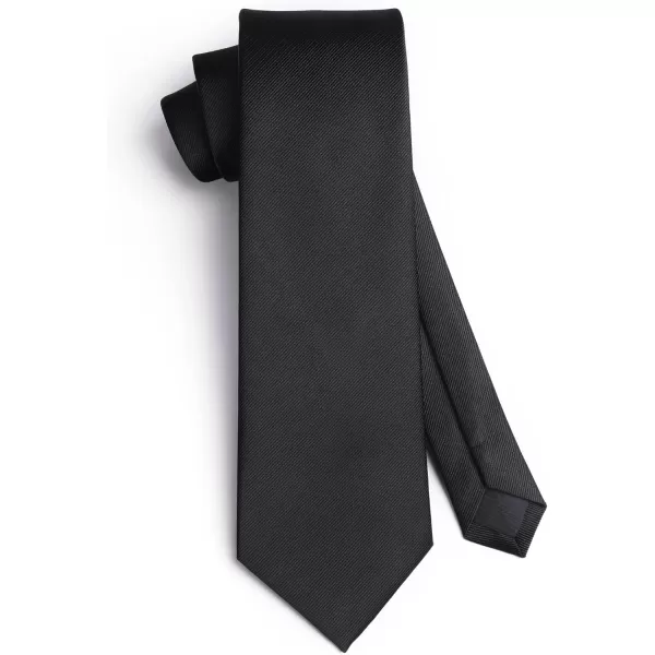 HISDERN Ties for Men Solid Mens Ties Silk Tie with Pocket Square Cufflinks Set Necktie Formal Business Wedding Party