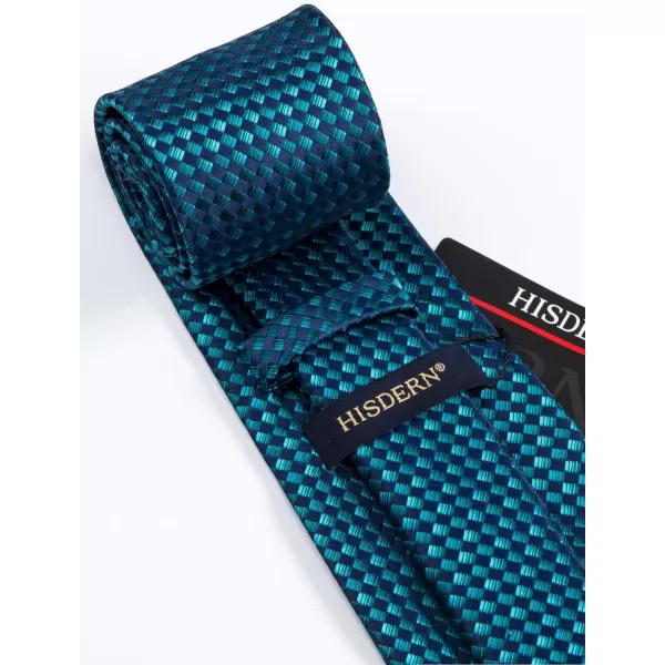 HISDERN Ties for Men Solid Mens Ties Silk Tie with Pocket Square Cufflinks Set Necktie Formal Business Wedding Party