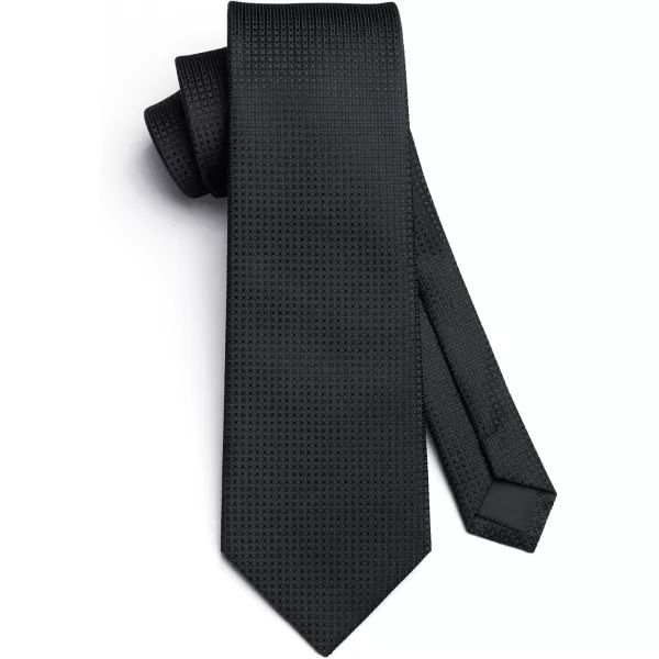 HISDERN Ties for Men Solid Mens Ties Silk Tie with Pocket Square Cufflinks Set Necktie Formal Business Wedding Party
