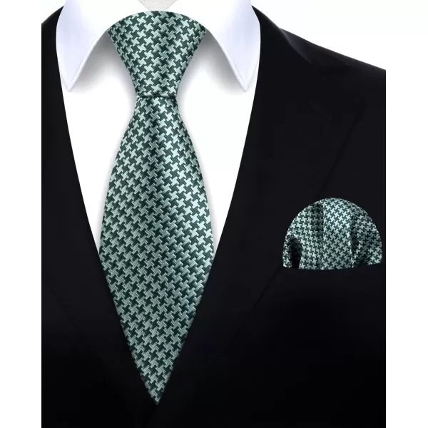 HISDERN Ties for Men Solid Mens Ties Silk Tie with Pocket Square Cufflinks Set Necktie Formal Business Wedding Party