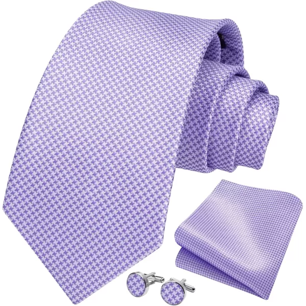 HISDERN Ties for Men Solid Mens Ties Silk Tie with Pocket Square Cufflinks Set Necktie Formal Business Wedding Party