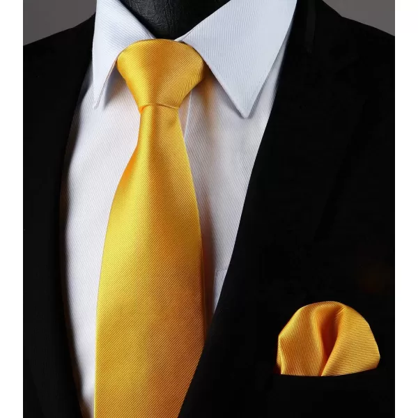 HISDERN Ties for Men Solid Mens Ties Silk Tie with Pocket Square Cufflinks Set Necktie Formal Business Wedding Party