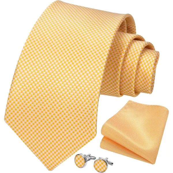 HISDERN Ties for Men Solid Mens Ties Silk Tie with Pocket Square Cufflinks Set Necktie Formal Business Wedding Party