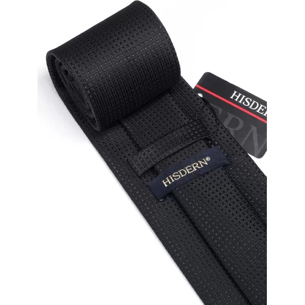 HISDERN Ties for Men Solid Mens Ties Silk Tie with Pocket Square Cufflinks Set Necktie Formal Business Wedding Party