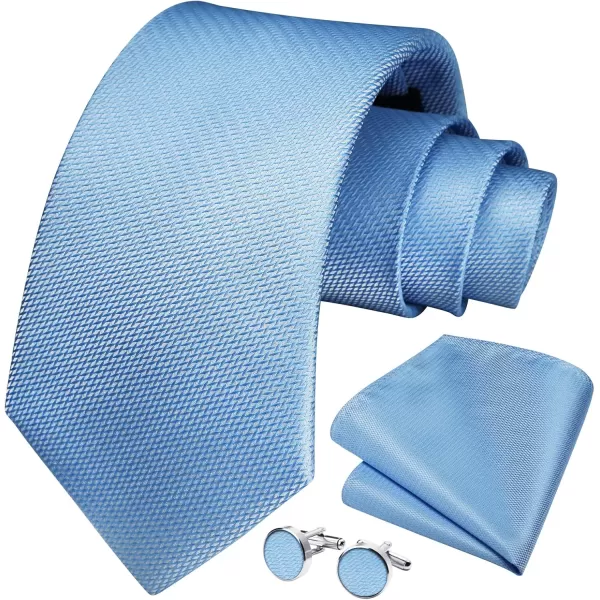 HISDERN Ties for Men Solid Mens Ties Silk Tie with Pocket Square Cufflinks Set Necktie Formal Business Wedding Party