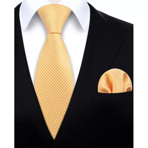 HISDERN Ties for Men Solid Mens Ties Silk Tie with Pocket Square Cufflinks Set Necktie Formal Business Wedding Party