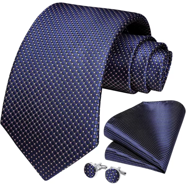 HISDERN Ties for Men Solid Mens Ties Silk Tie with Pocket Square Cufflinks Set Necktie Formal Business Wedding Party