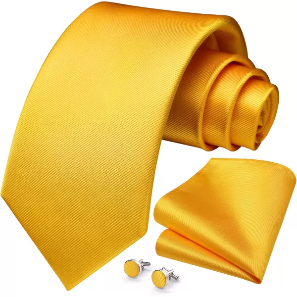 HISDERN Ties for Men Solid Mens Ties Silk Tie with Pocket Square Cufflinks Set Necktie Formal Business Wedding Party