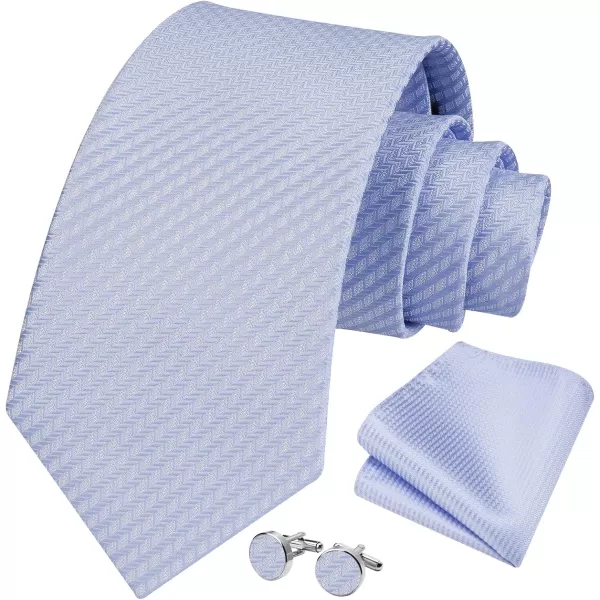 HISDERN Ties for Men Solid Mens Ties Silk Tie with Pocket Square Cufflinks Set Necktie Formal Business Wedding Party