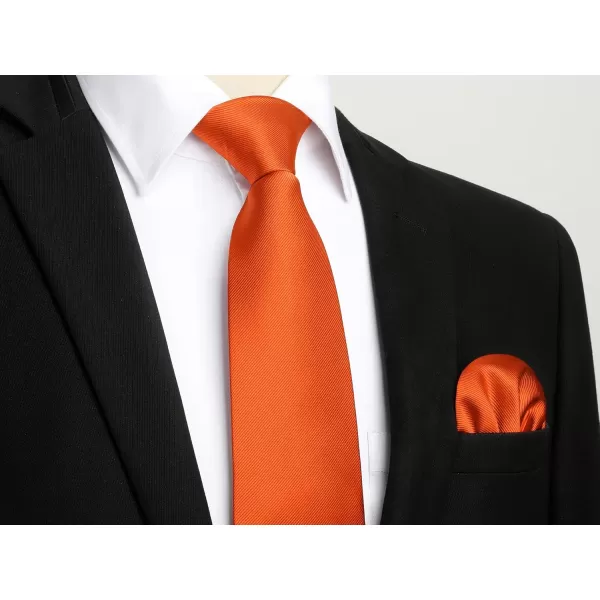 HISDERN Ties for Men Solid Mens Ties Silk Tie with Pocket Square Cufflinks Set Necktie Formal Business Wedding Party