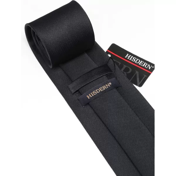 HISDERN Ties for Men Solid Mens Ties Silk Tie with Pocket Square Cufflinks Set Necktie Formal Business Wedding Party
