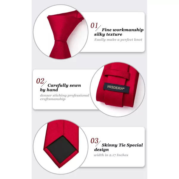 HISDERN Ties for Men Solid Mens Ties Silk Tie with Pocket Square Cufflinks Set Necktie Formal Business Wedding Party