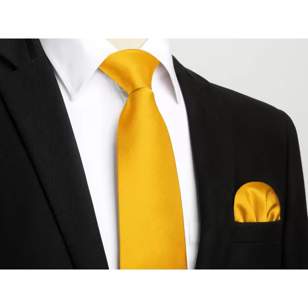 HISDERN Ties for Men Solid Mens Ties Silk Tie with Pocket Square Cufflinks Set Necktie Formal Business Wedding Party