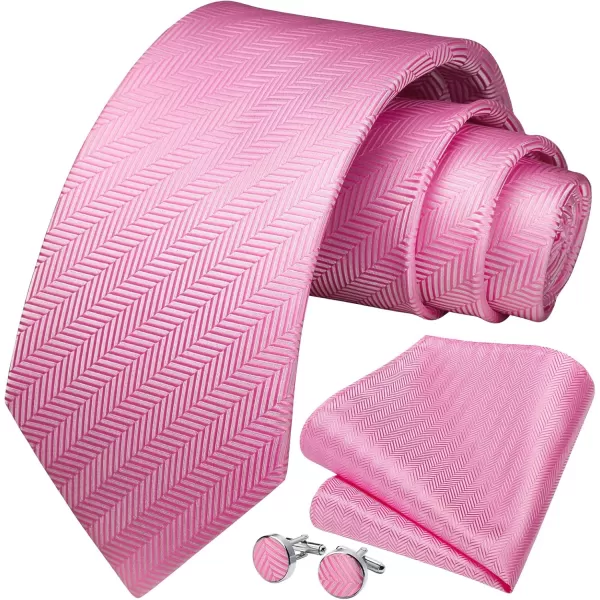 HISDERN Ties for Men Solid Mens Ties Silk Tie with Pocket Square Cufflinks Set Necktie Formal Business Wedding Party