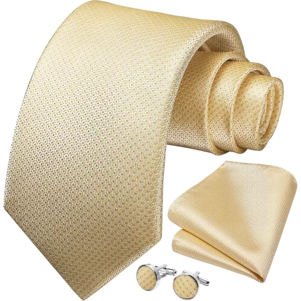 HISDERN Ties for Men Solid Mens Ties Silk Tie with Pocket Square Cufflinks Set Necktie Formal Business Wedding Party