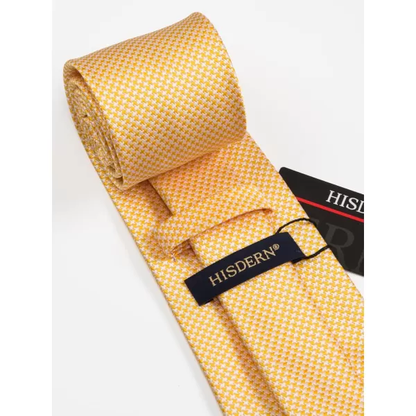 HISDERN Ties for Men Solid Mens Ties Silk Tie with Pocket Square Cufflinks Set Necktie Formal Business Wedding Party