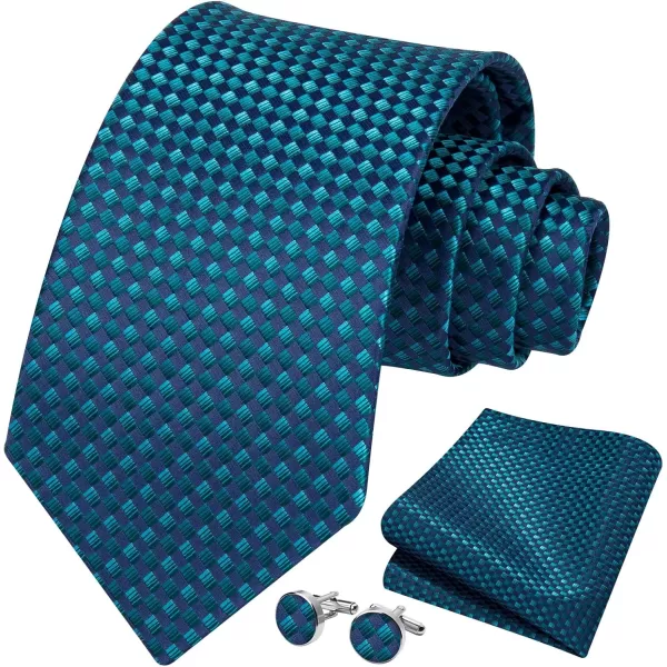 HISDERN Ties for Men Solid Mens Ties Silk Tie with Pocket Square Cufflinks Set Necktie Formal Business Wedding Party