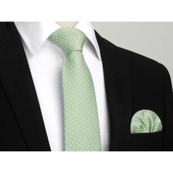 HISDERN Ties for Men Solid Mens Ties Silk Tie with Pocket Square Cufflinks Set Necktie Formal Business Wedding Party