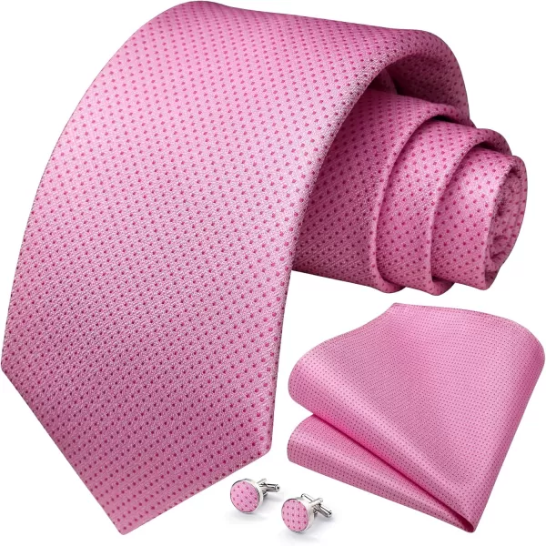 HISDERN Ties for Men Solid Mens Ties Silk Tie with Pocket Square Cufflinks Set Necktie Formal Business Wedding Party