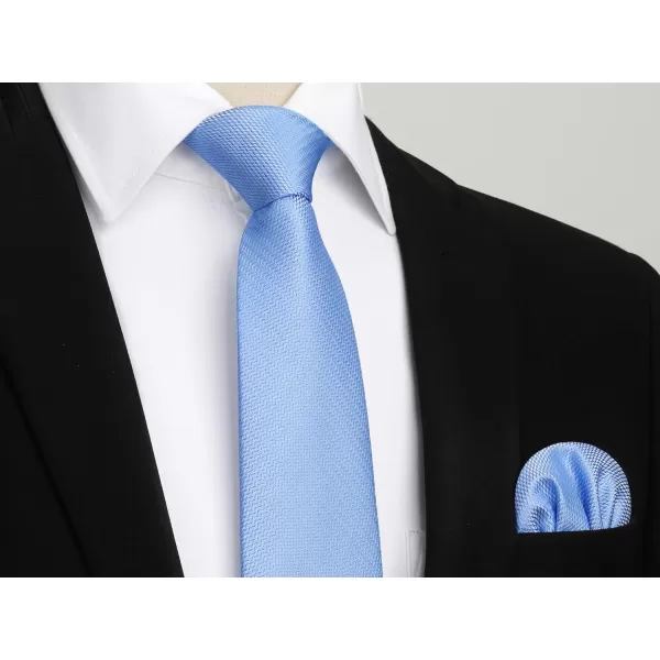 HISDERN Ties for Men Solid Mens Ties Silk Tie with Pocket Square Cufflinks Set Necktie Formal Business Wedding Party