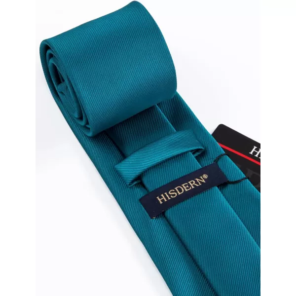 HISDERN Ties for Men Solid Mens Ties Silk Tie with Pocket Square Cufflinks Set Necktie Formal Business Wedding Party