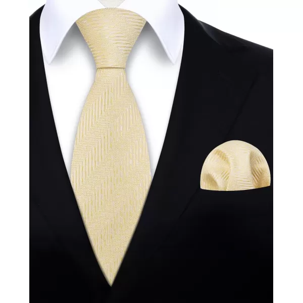HISDERN Ties for Men Solid Mens Ties Silk Tie with Pocket Square Cufflinks Set Necktie Formal Business Wedding Party