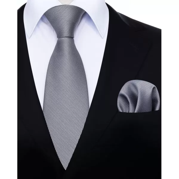 HISDERN Ties for Men Solid Mens Ties Silk Tie with Pocket Square Cufflinks Set Necktie Formal Business Wedding Party