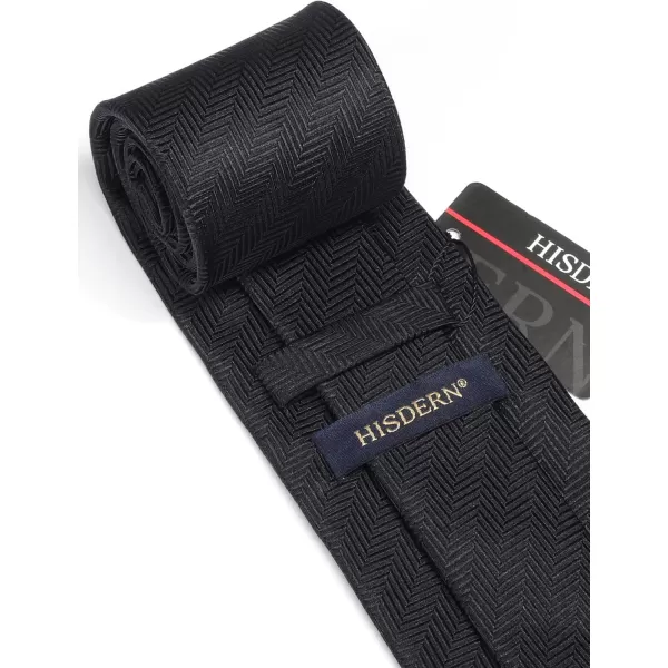 HISDERN Ties for Men Solid Mens Ties Silk Tie with Pocket Square Cufflinks Set Necktie Formal Business Wedding Party