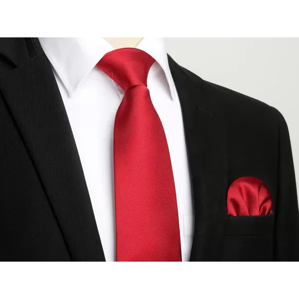 HISDERN Ties for Men Solid Mens Ties Silk Tie with Pocket Square Cufflinks Set Necktie Formal Business Wedding Party