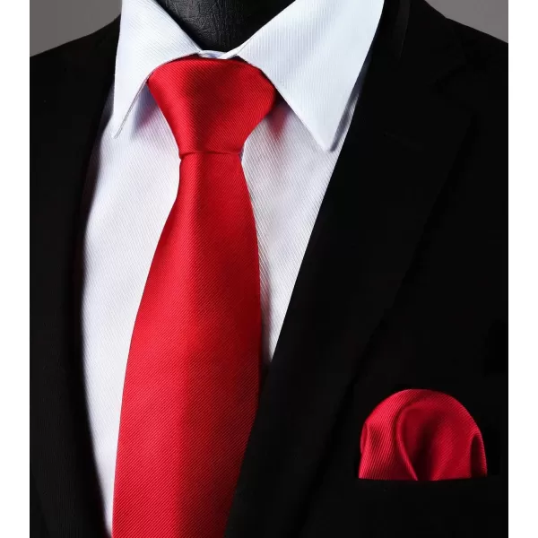 HISDERN Ties for Men Solid Mens Ties Silk Tie with Pocket Square Cufflinks Set Necktie Formal Business Wedding Party
