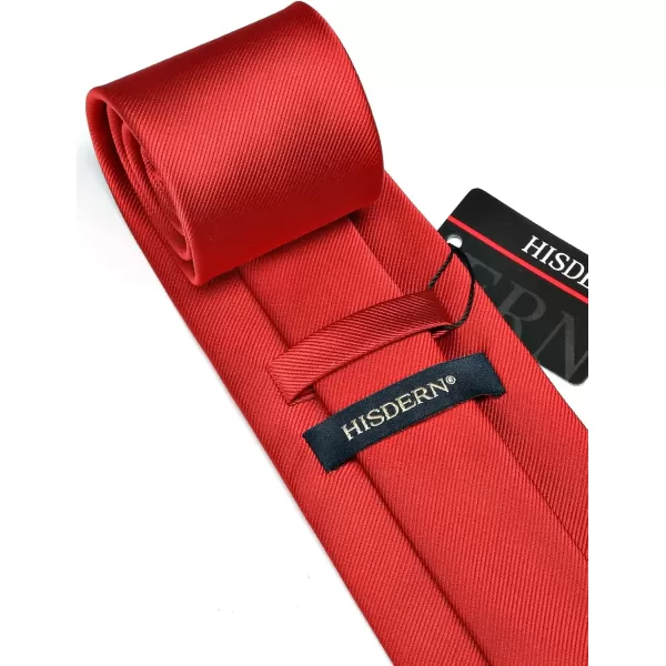 HISDERN Ties for Men Solid Mens Ties Silk Tie with Pocket Square Cufflinks Set Necktie Formal Business Wedding Party