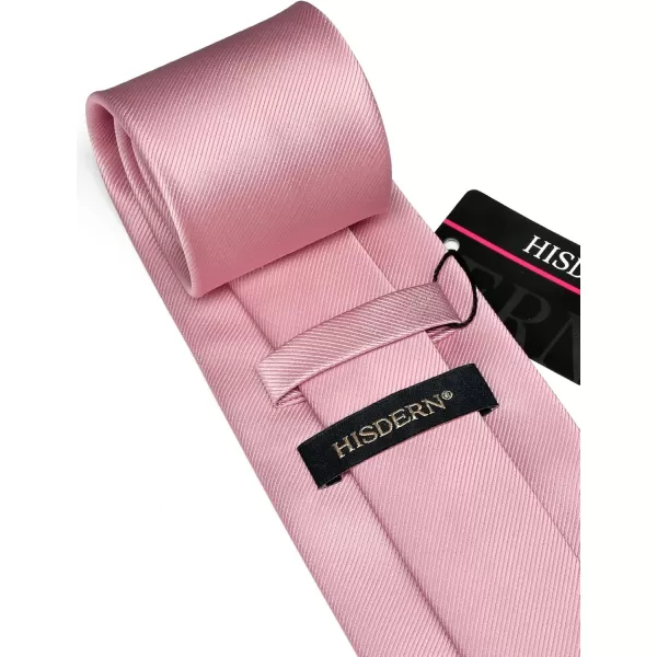 HISDERN Ties for Men Solid Mens Ties Silk Tie with Pocket Square Cufflinks Set Necktie Formal Business Wedding Party