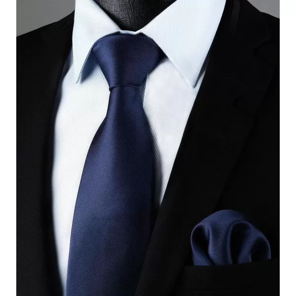 HISDERN Ties for Men Solid Mens Ties Silk Tie with Pocket Square Cufflinks Set Necktie Formal Business Wedding Party