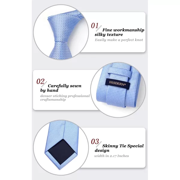 HISDERN Ties for Men Solid Mens Ties Silk Tie with Pocket Square Cufflinks Set Necktie Formal Business Wedding Party