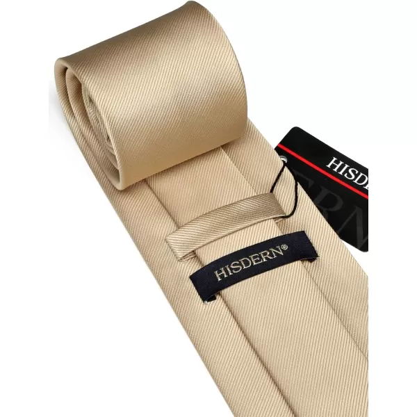 HISDERN Ties for Men Solid Mens Ties Silk Tie with Pocket Square Cufflinks Set Necktie Formal Business Wedding Party