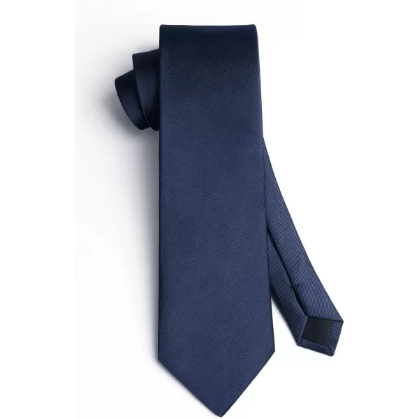 HISDERN Ties for Men Solid Mens Ties Silk Tie with Pocket Square Cufflinks Set Necktie Formal Business Wedding Party