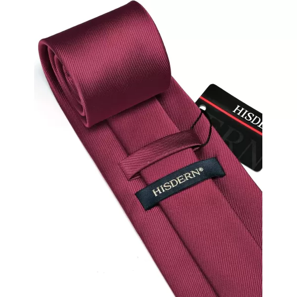 HISDERN Ties for Men Solid Mens Ties Silk Tie with Pocket Square Cufflinks Set Necktie Formal Business Wedding Party