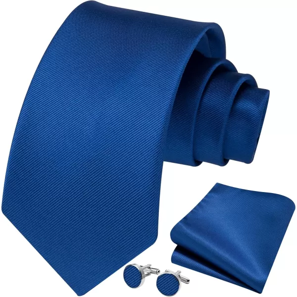 HISDERN Ties for Men Solid Mens Ties Silk Tie with Pocket Square Cufflinks Set Necktie Formal Business Wedding Party