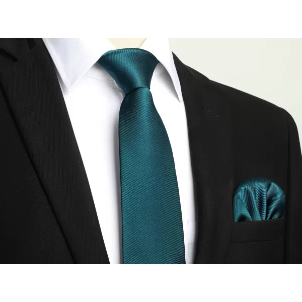 HISDERN Ties for Men Solid Mens Ties Silk Tie with Pocket Square Cufflinks Set Necktie Formal Business Wedding Party
