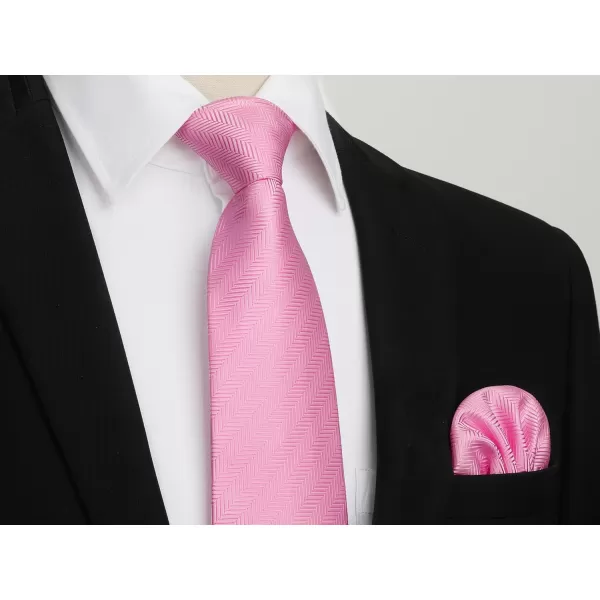 HISDERN Ties for Men Solid Mens Ties Silk Tie with Pocket Square Cufflinks Set Necktie Formal Business Wedding Party