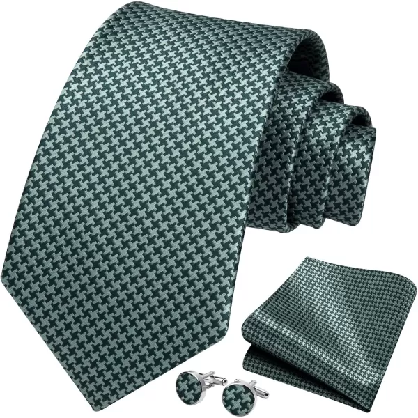 HISDERN Ties for Men Solid Mens Ties Silk Tie with Pocket Square Cufflinks Set Necktie Formal Business Wedding Party