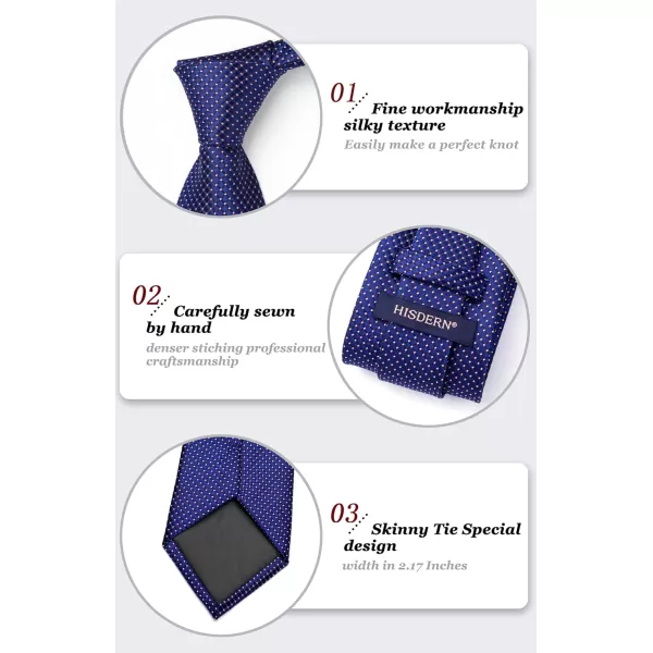 HISDERN Ties for Men Solid Mens Ties Silk Tie with Pocket Square Cufflinks Set Necktie Formal Business Wedding Party