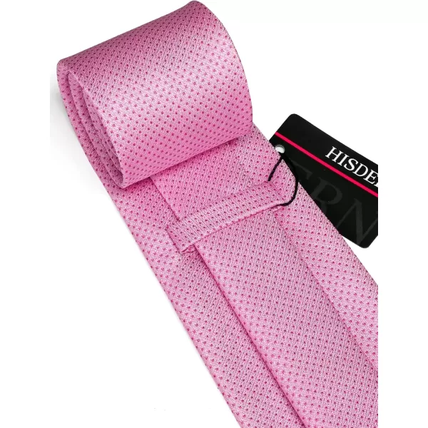 HISDERN Ties for Men Solid Mens Ties Silk Tie with Pocket Square Cufflinks Set Necktie Formal Business Wedding Party